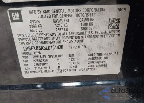 2020 Buick Envision Fwd Preferred from USA, damaged, VIN LRBFXBSA3LD101438